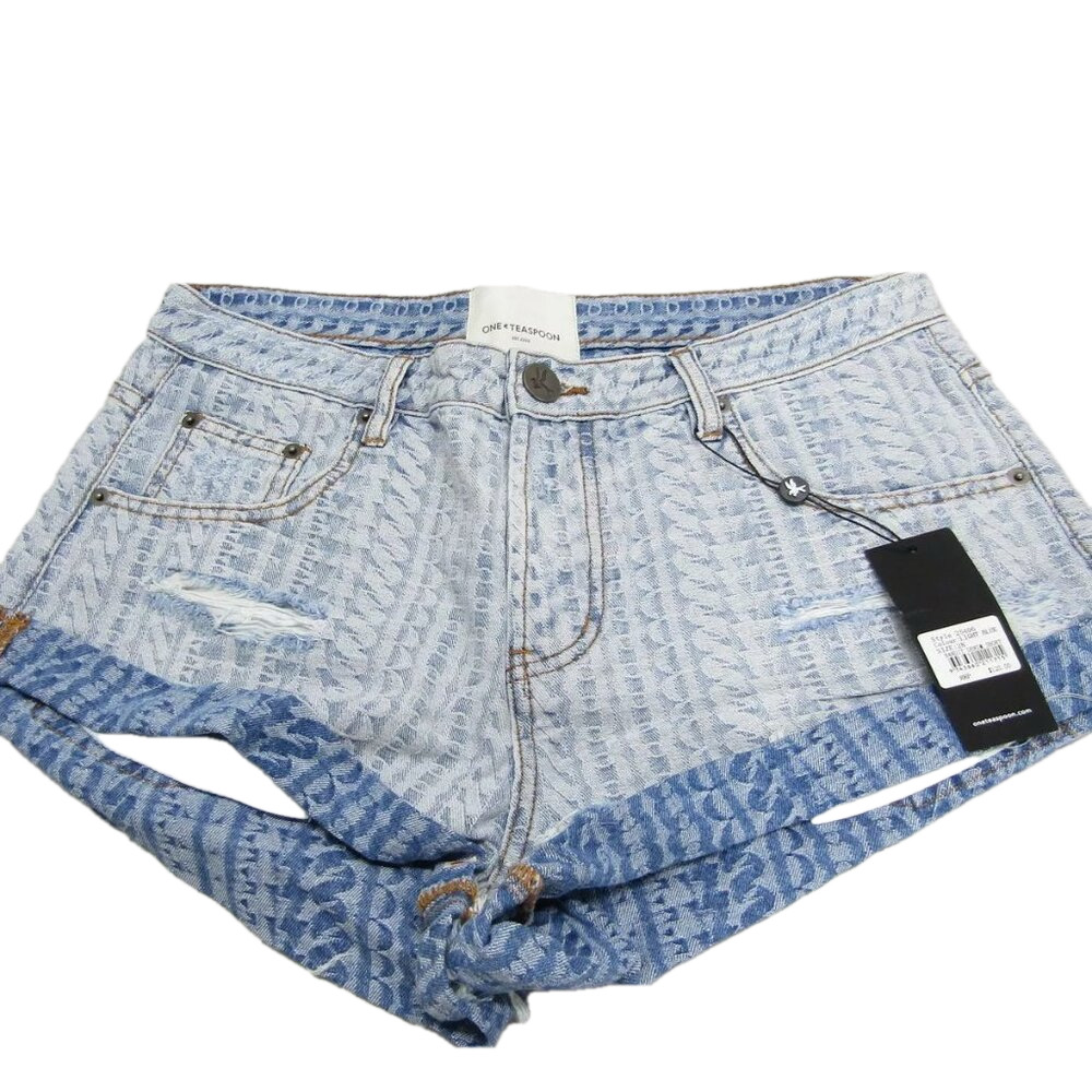 NEW ONE TEASPOON Womens On Repeat Bandit Low Waist Denim Shorts Size 28